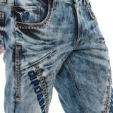 CD590 Jeans droit pour hommes look biker décontracté