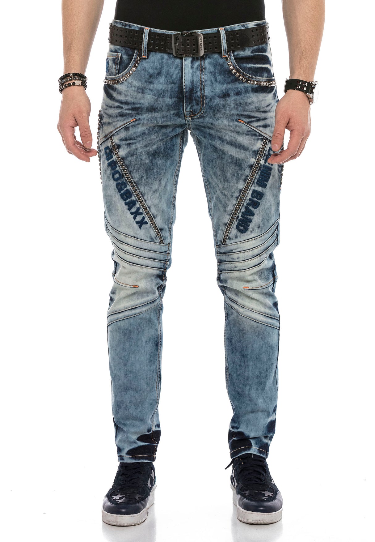 CD590 Men Straight Fit-Jeans in a casual Biker-Look