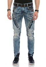 CD590 Men Straight Fit-Jeans in a casual Biker-Look