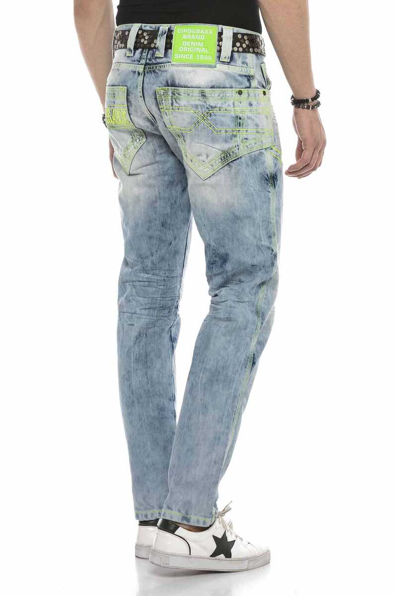 CD596 jeansy z seledynową nicią