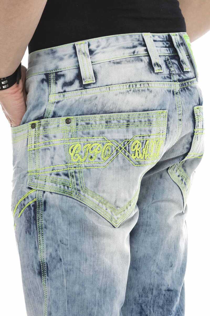 CD596 jeansy z seledynową nicią