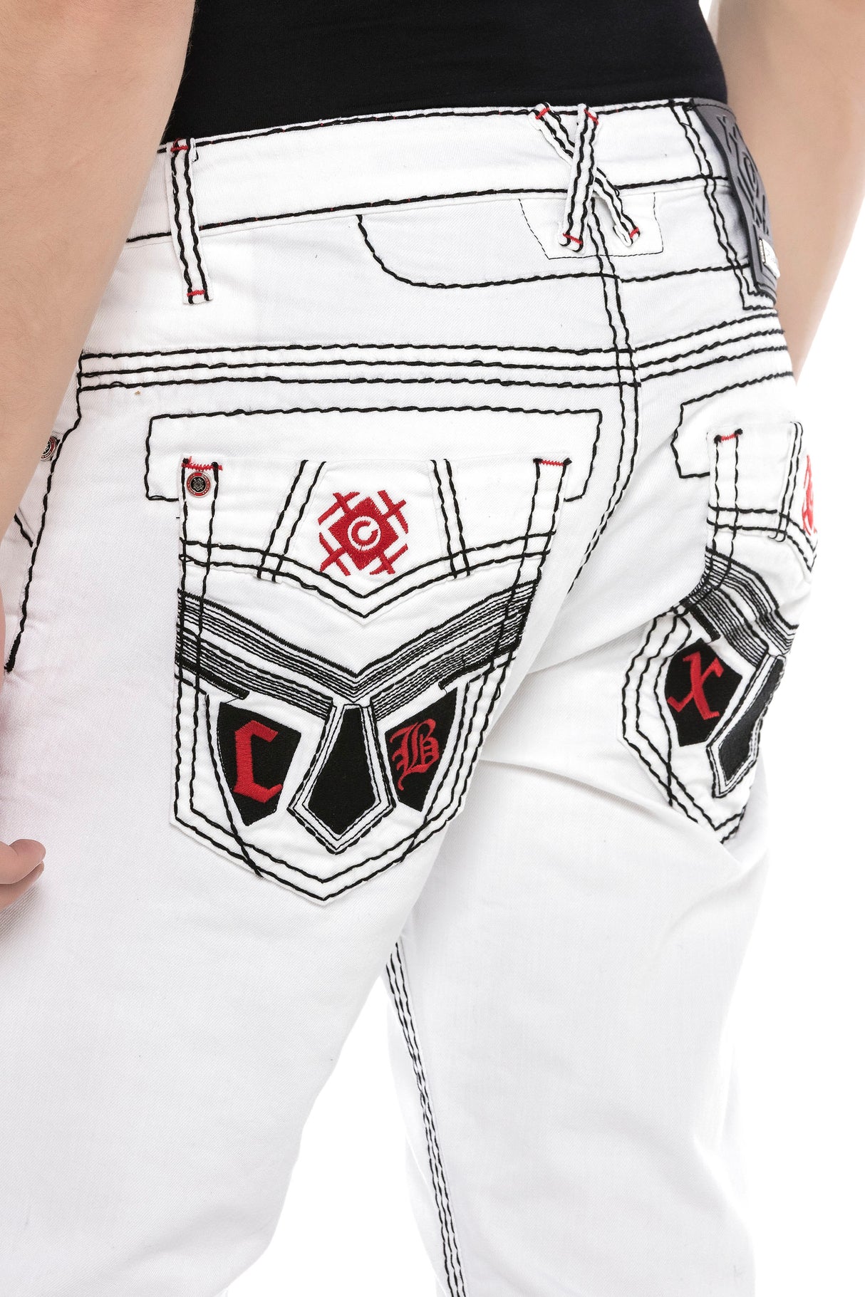CD601 Jeans cómodos para hombres con puntadas de contraste llamativas