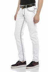 CD601 Jeans cómodos para hombres con puntadas de contraste llamativas