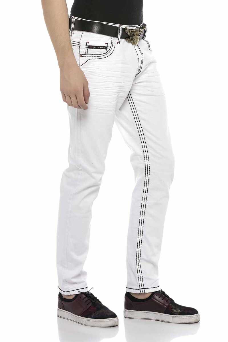 CD601 Jeans cómodos para hombres con puntadas de contraste llamativas