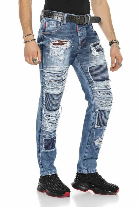 CD602 Jeans cómodos para hombres en un sorprendente diseño de grietas
