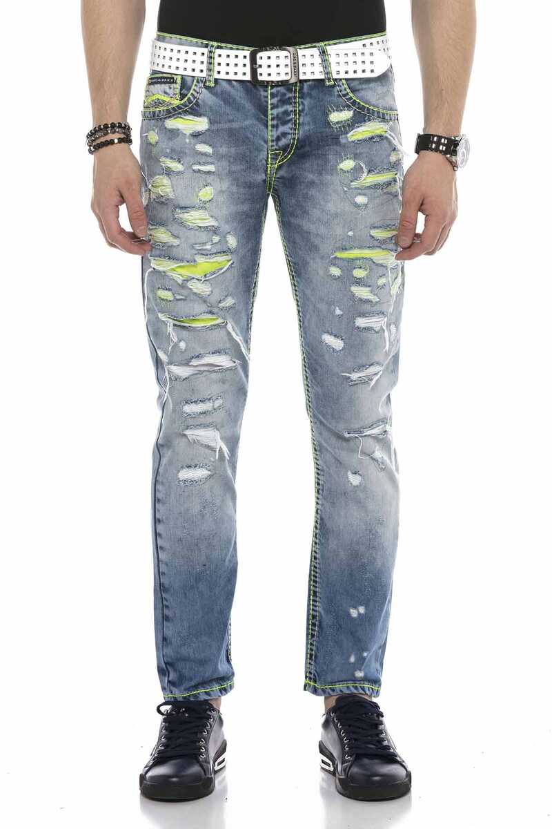 CD605 Jeans cómodos para hombres en la mirada destruida de moda