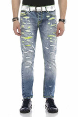 CD605 Jeans cómodos para hombres en la mirada destruida de moda