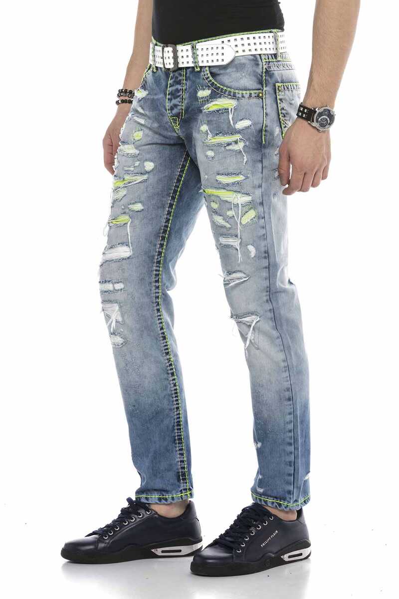 CD605 Jeans cómodos para hombres en la mirada destruida de moda