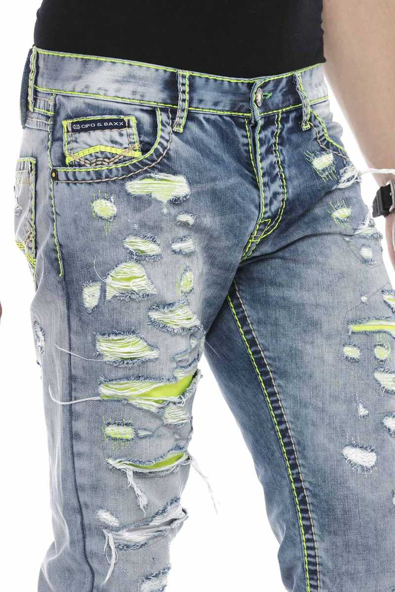 CD605 Jeans cómodos para hombres en la mirada destruida de moda