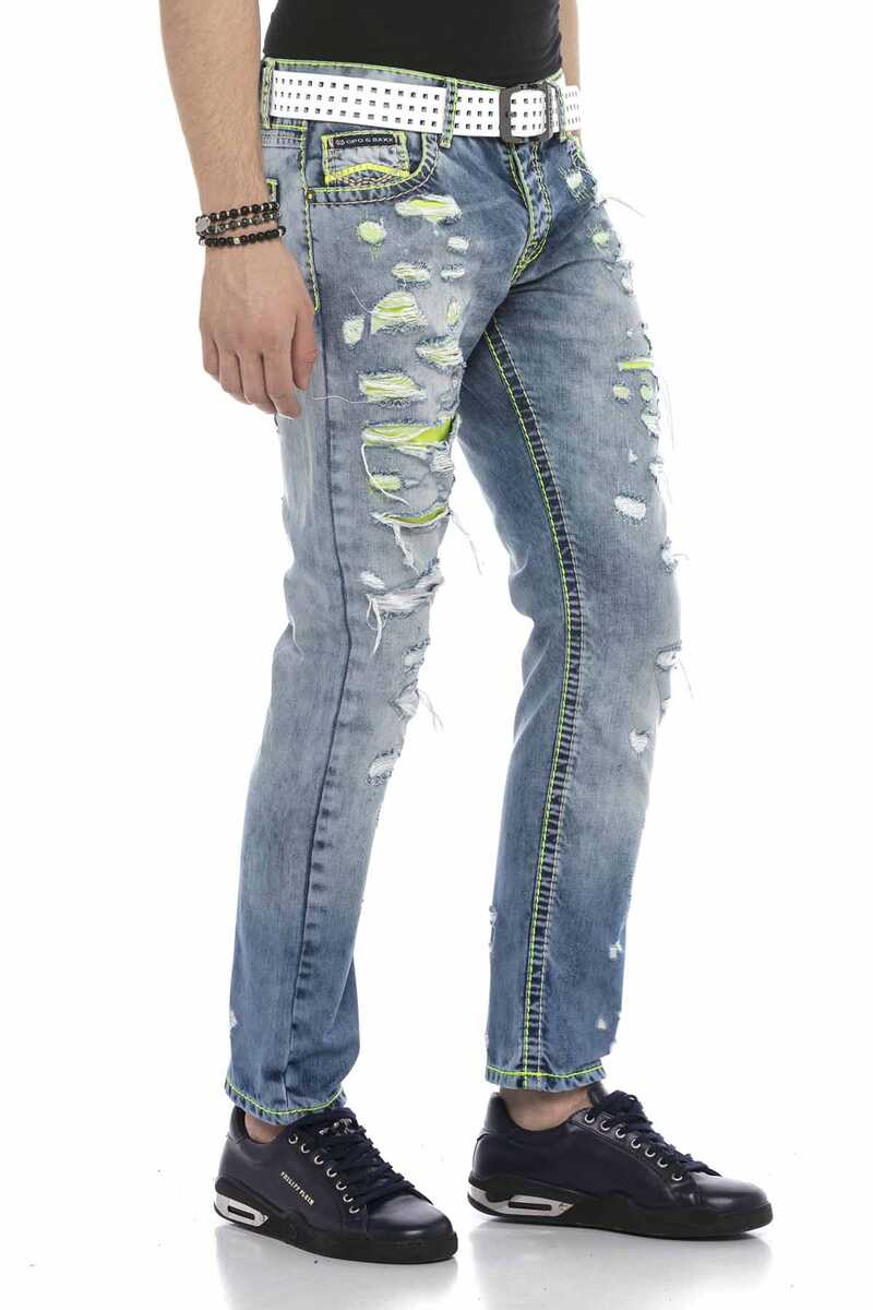 CD605 Jeans cómodos para hombres en la mirada destruida de moda