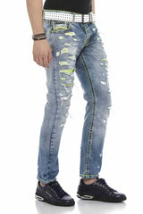 CD605 Jeans cómodos para hombres en la mirada destruida de moda
