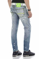 CD605 Jeans cómodos para hombres en la mirada destruida de moda