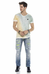 CD605 Jeans cómodos para hombres en la mirada destruida de moda