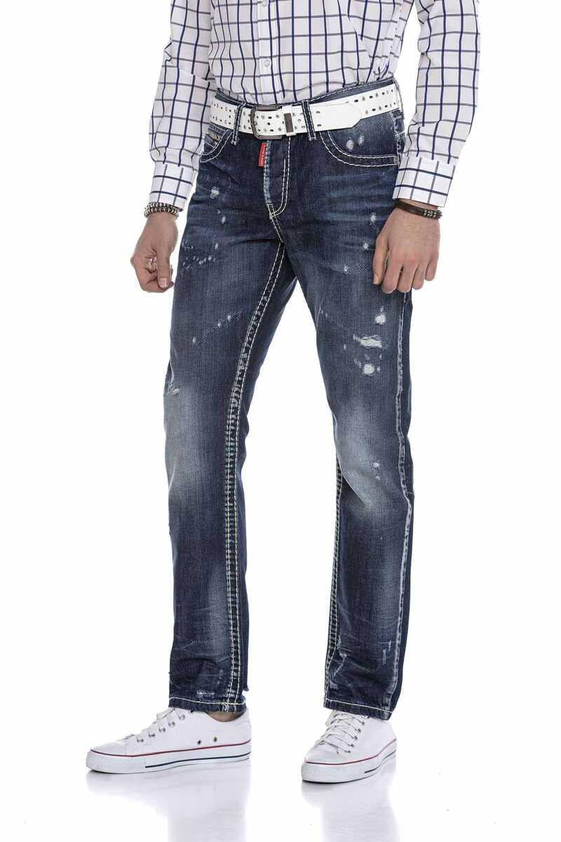 CD606 Herren bequeme Jeans mit stylischen Used-Elementen
