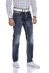 CD606 Herren bequeme Jeans mit stylischen Used-Elementen