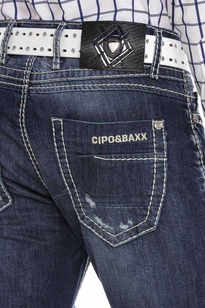 CD606 Herren bequeme Jeans mit stylischen Used-Elementen