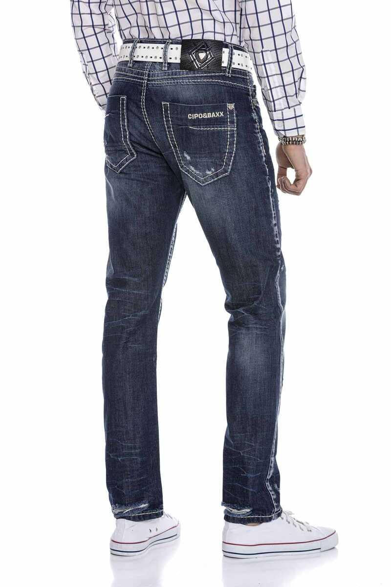 CD606 Herren bequeme Jeans mit stylischen Used-Elementen