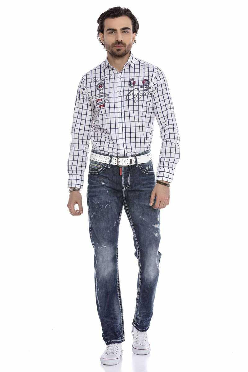 CD606 Herren bequeme Jeans mit stylischen Used-Elementen