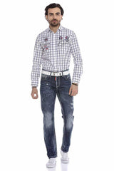 CD606 Herren bequeme Jeans mit stylischen Used-Elementen