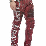 CD608 Jeans tubulaires pour hommes avec revêtement de couleur