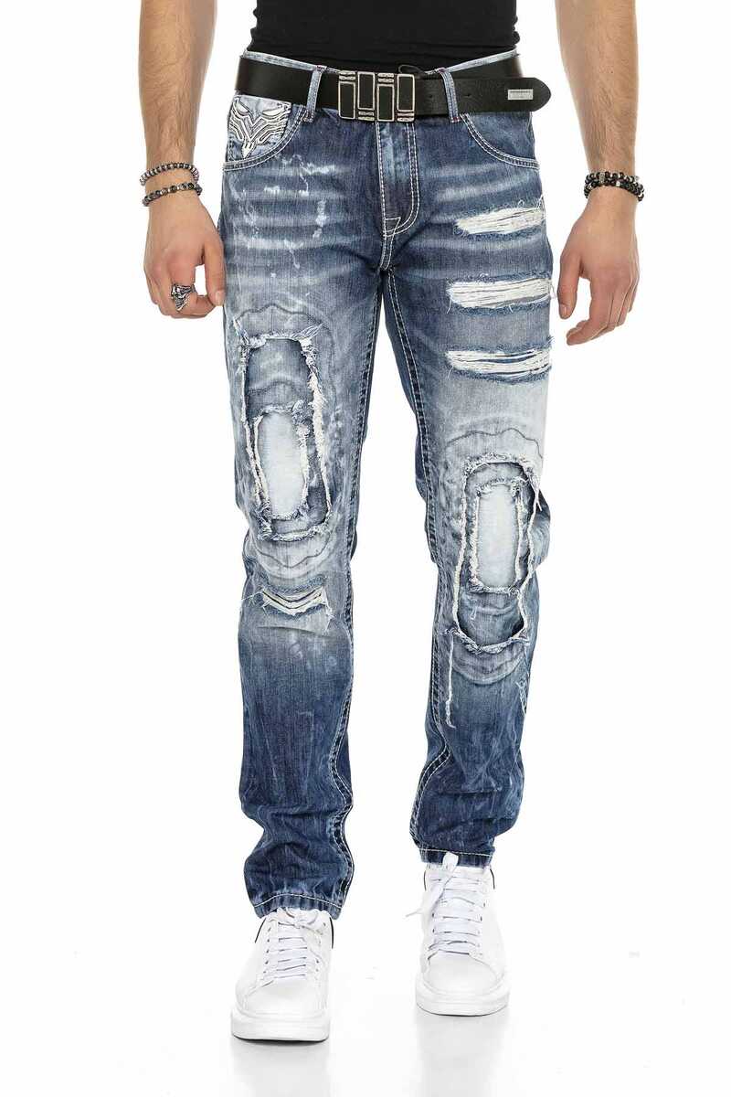 CD611 Jeans cómodos para hombres en diseño de capa inusual