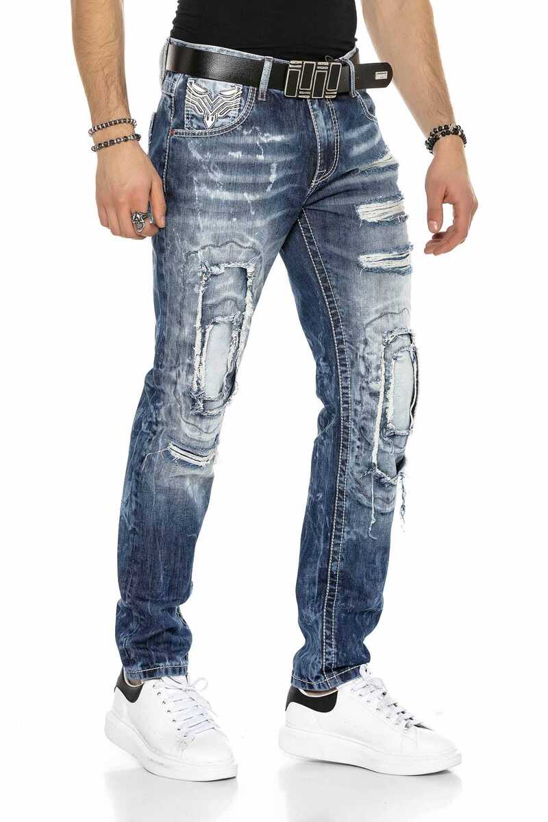 CD611 Jeans cómodos para hombres en diseño de capa inusual