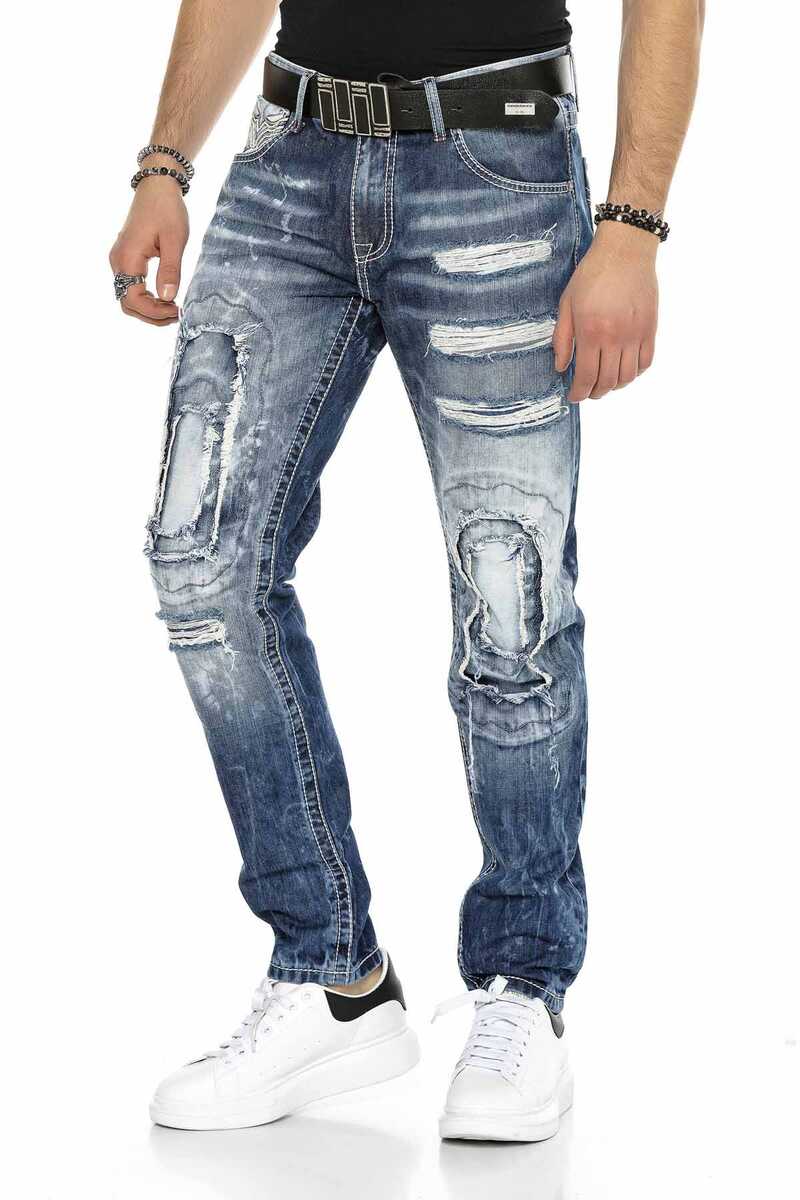 CD611 Jeans cómodos para hombres en diseño de capa inusual