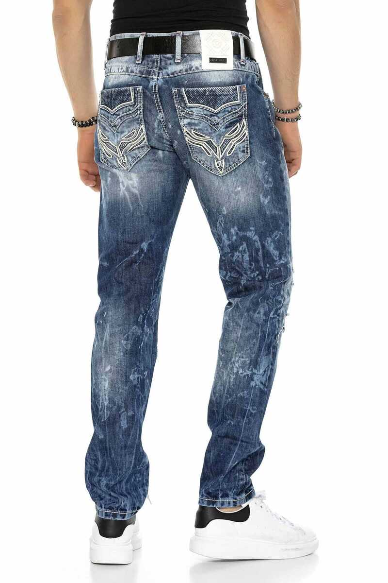 CD611 Jeans cómodos para hombres en diseño de capa inusual