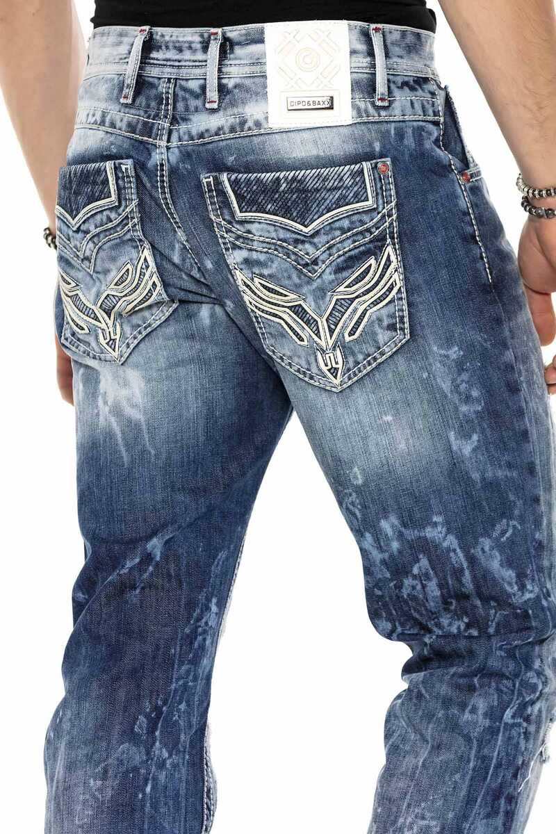 CD611 Jeans cómodos para hombres en diseño de capa inusual