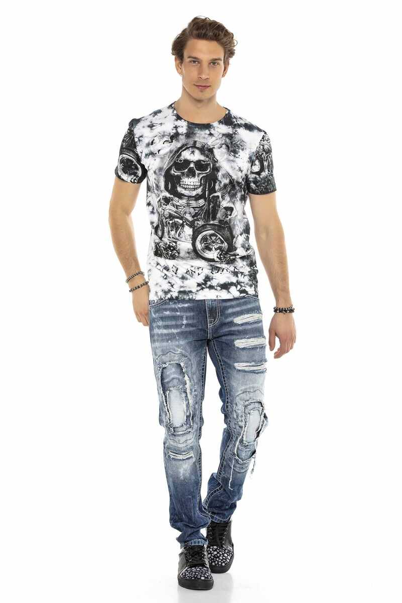 CD611 Jeans cómodos para hombres en diseño de capa inusual