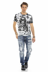 CD611 Jeans cómodos para hombres en diseño de capa inusual