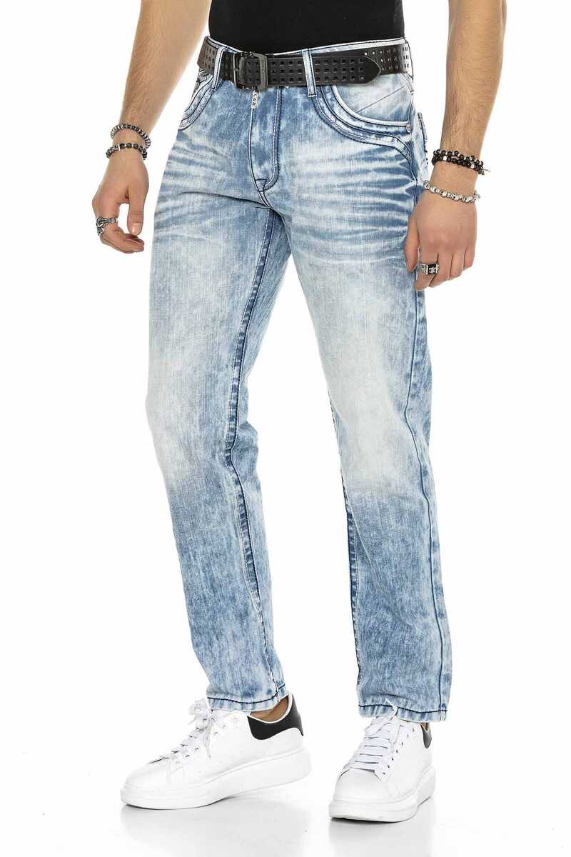 CD616 Jeans confortable pour hommes avec poches arrières décorées