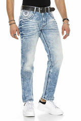 CD616 Jeans confortable pour hommes avec poches arrières décorées