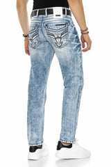 CD616 Jeans confortable pour hommes avec poches arrières décorées