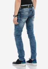 CD621 Herren bequeme Jeans im trendigen Used-Look
