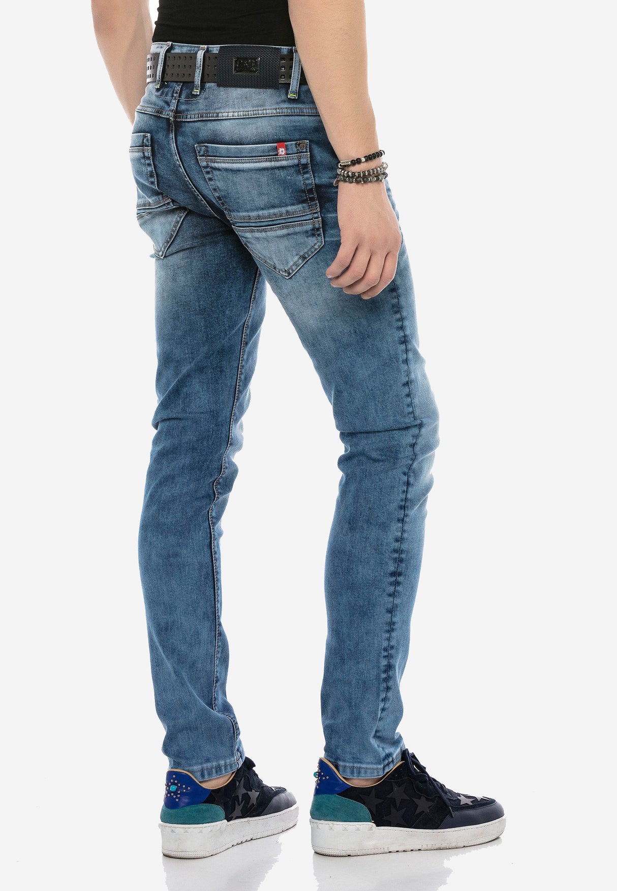 CD621 Herren bequeme Jeans im trendigen Used-Look