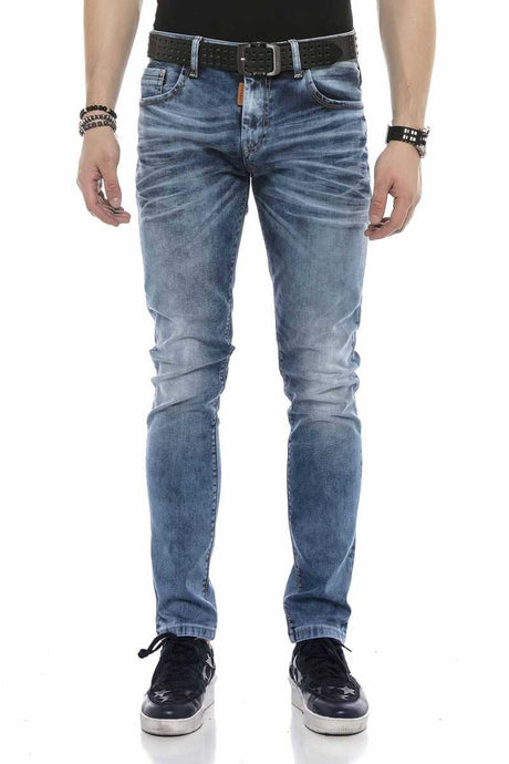 CD621 Comfortabele Heren Jeans in een trendy Used-Look