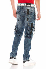 CD650 Men Straight Fit-Jeans with cool cargot bags
