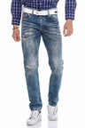 CD655 Men Straight Fit Jeans in the fashionable destroyed look