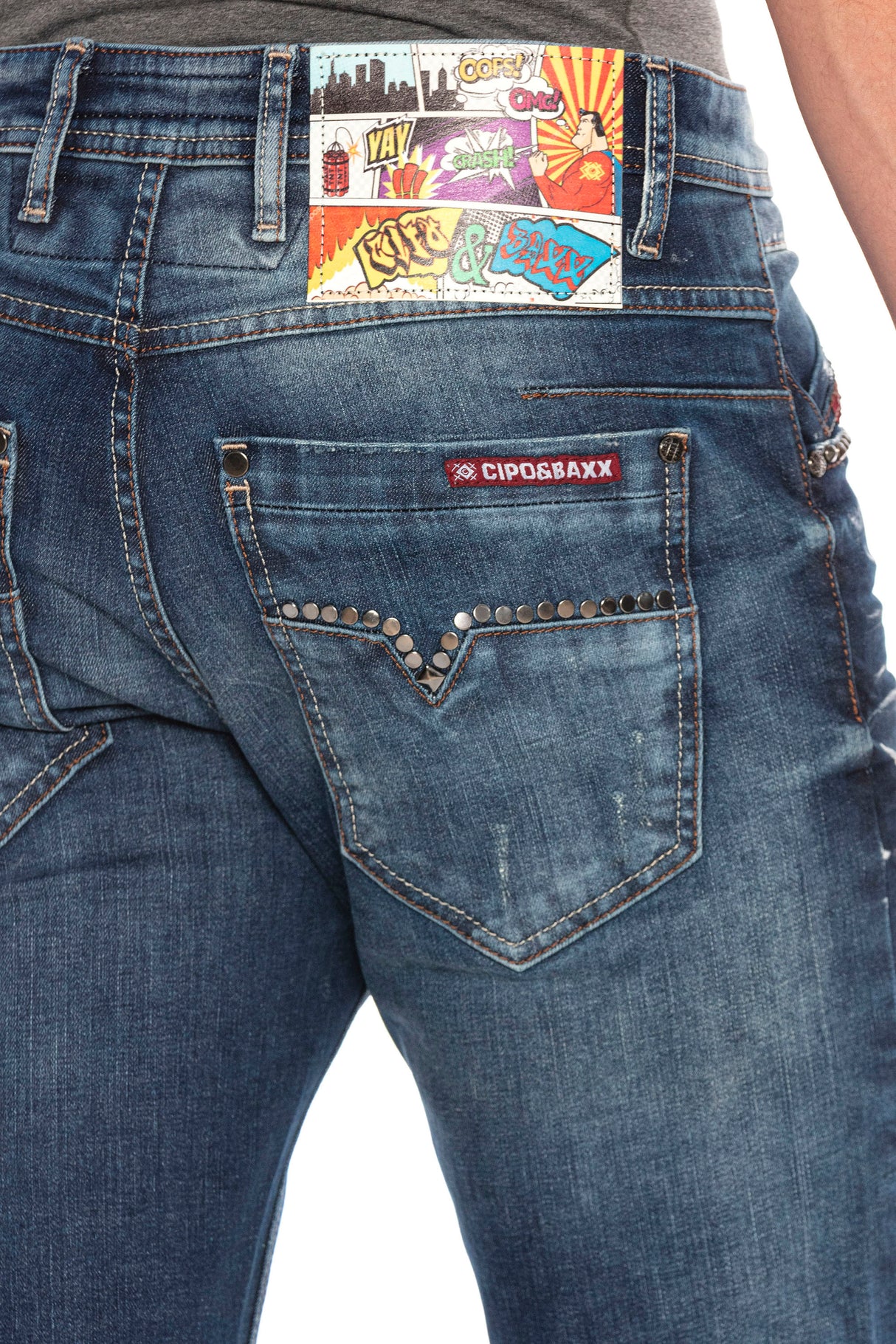 CD658 Jeans cómodos para hombres con elementos usados ​​de moda