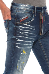 CD658 Jeans cómodos para hombres con elementos usados ​​de moda
