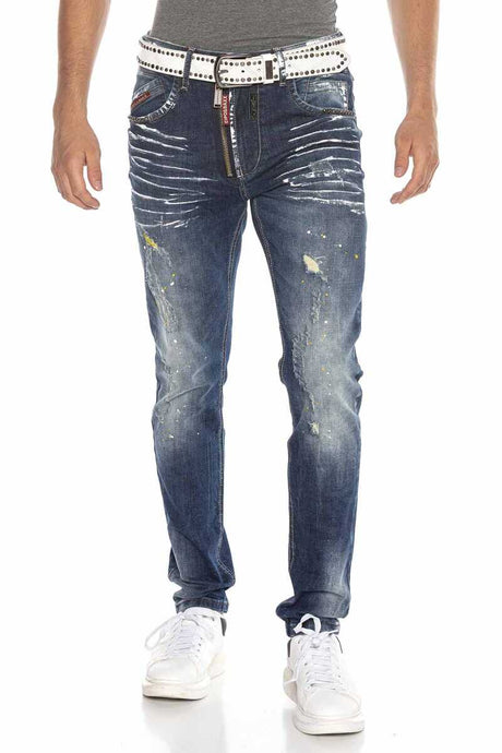 CD658 Jeans cómodos para hombres con elementos usados ​​de moda
