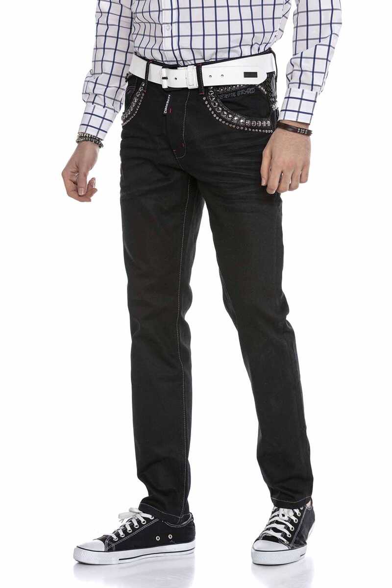 CD663 Jeans confortables pour hommes avec rivets à la mode