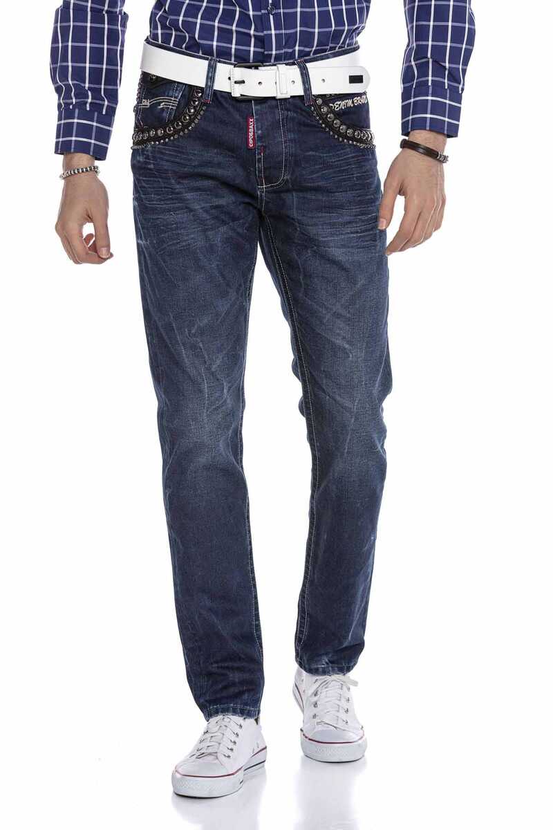 Jeans para hombres CD665 con bordados en un aspecto de moda