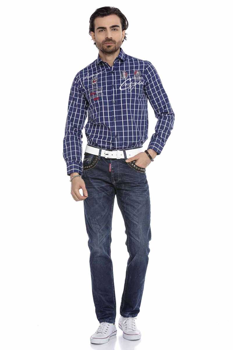 Jeans para hombres CD665 con bordados en un aspecto de moda