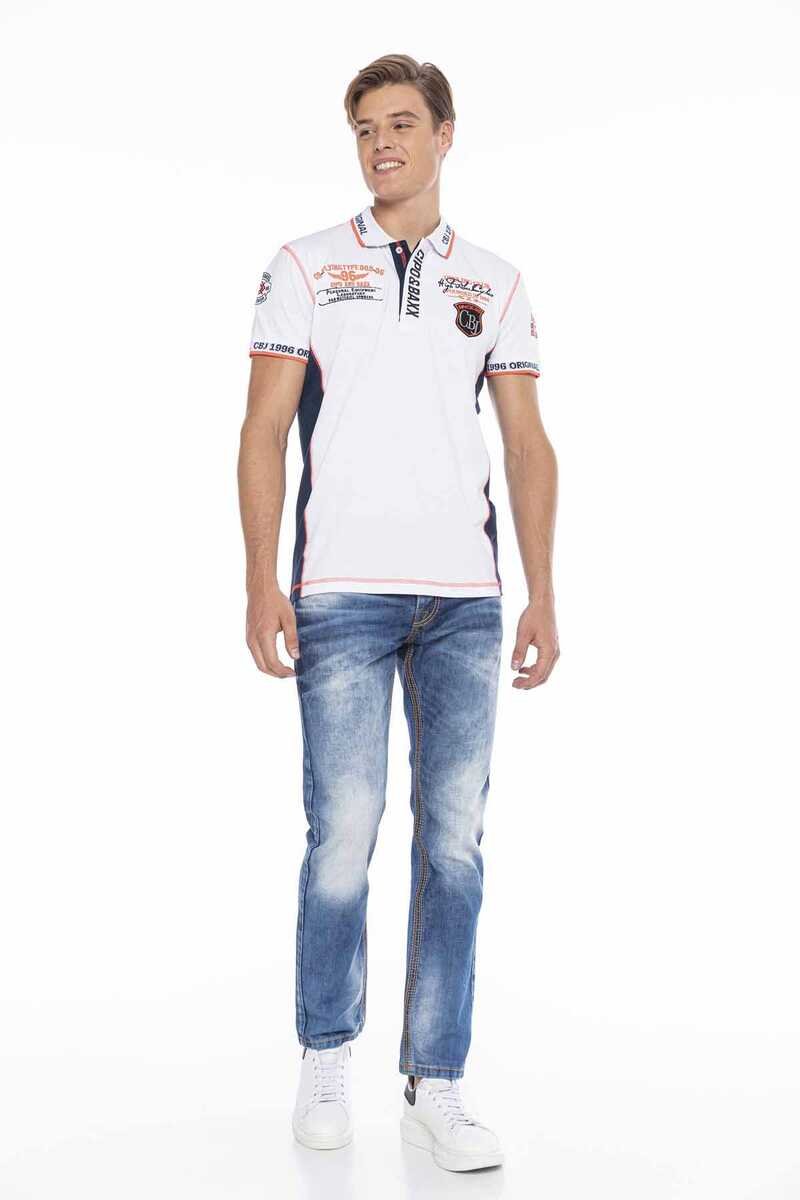 CD669 Hombres Straight Fit-Jeans con lavado de moda