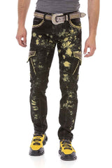 CD677 Hombres Straight Fit-Jeans con lavado llamativo