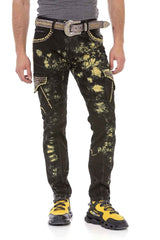CD677 Hombres Straight Fit-Jeans con lavado llamativo