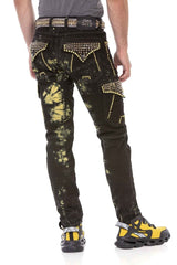 CD677 Hombres Straight Fit-Jeans con lavado llamativo