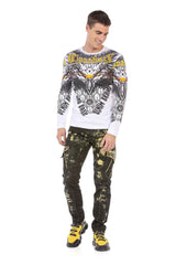 CD677 Hombres Straight Fit-Jeans con lavado llamativo